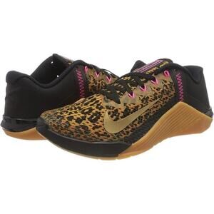 Nike Black Metallic Gold Chutney Cheetah Print Metcon Running Shoes Size 10